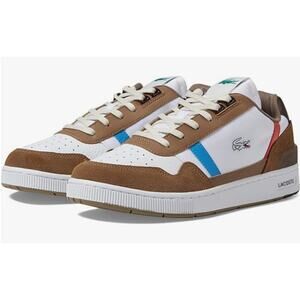 Lacoste Men's T-Clip Sneaker  123 8 Brown/White 12 M